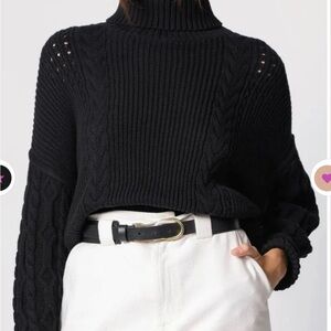 Cleobella Cable Knit Black Turtleneck “Serah” Sweater